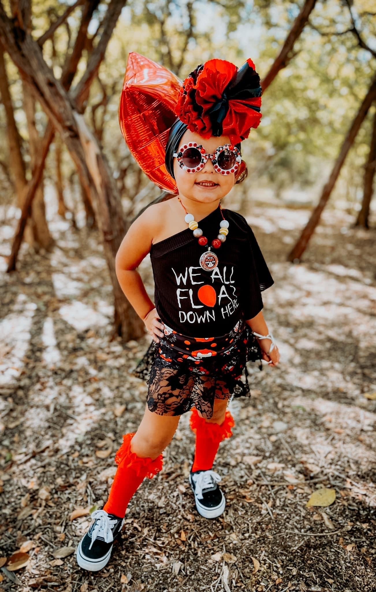 Black we all float down here one flutter sleeve style leo