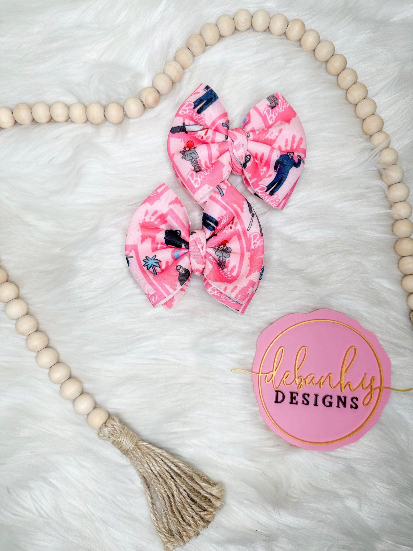 Horror Barbie bow/ Piggies