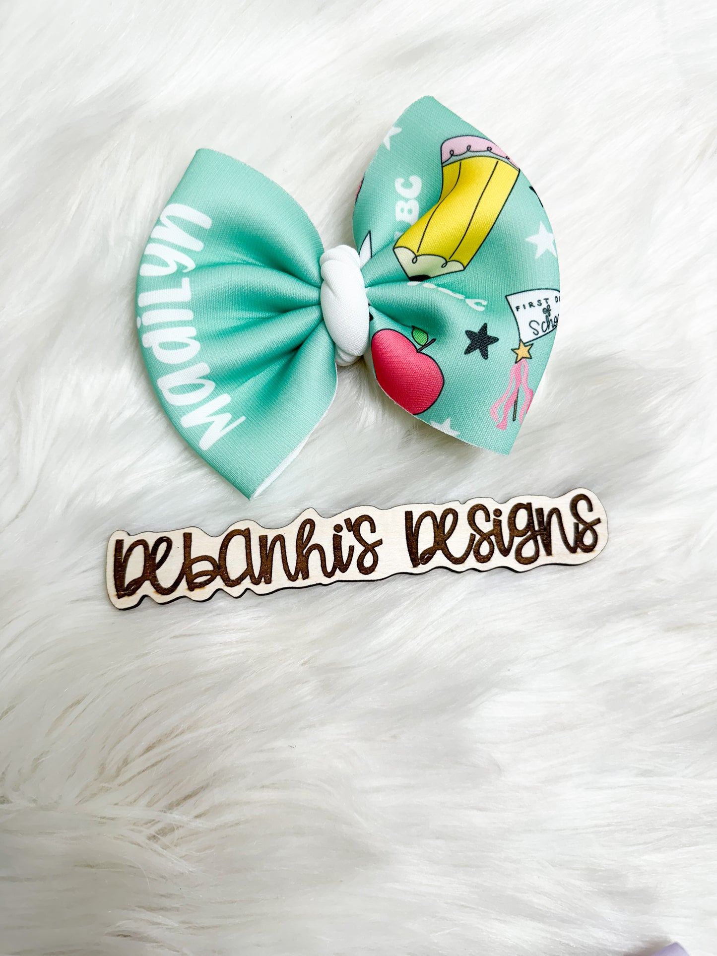 First Day of School name bow Teal