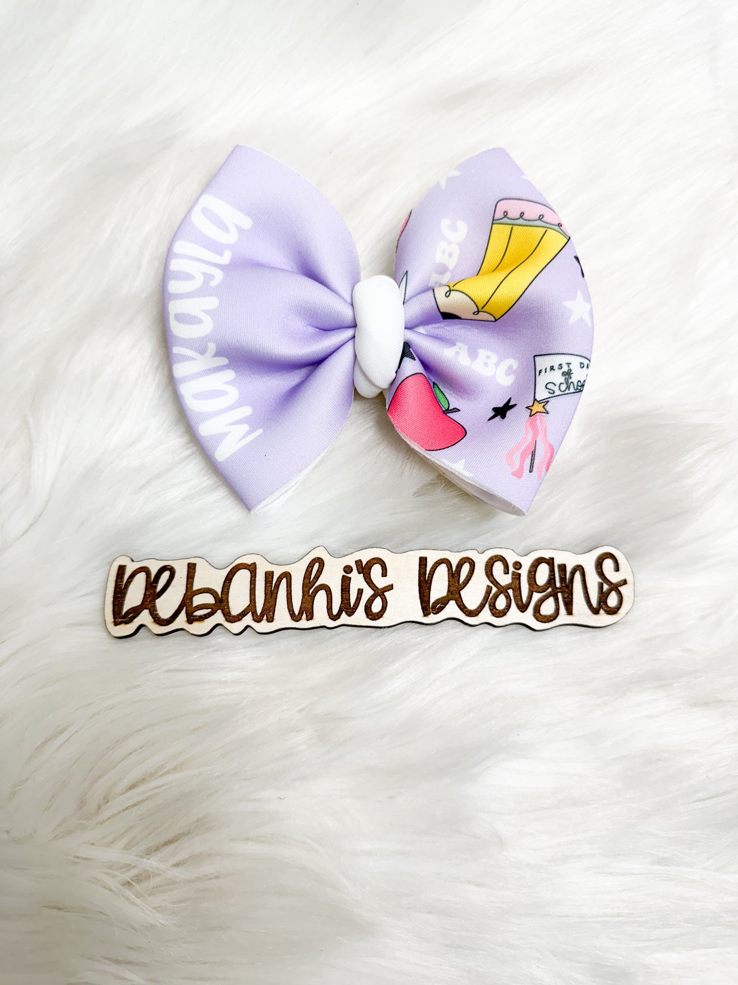 First Day of School name bow Purple