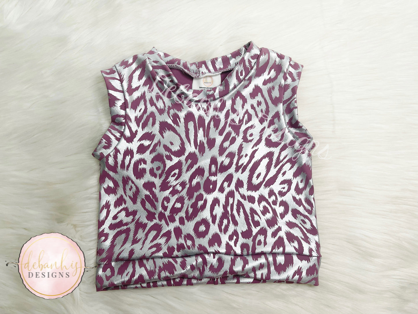Purple leopard cropped tank top
