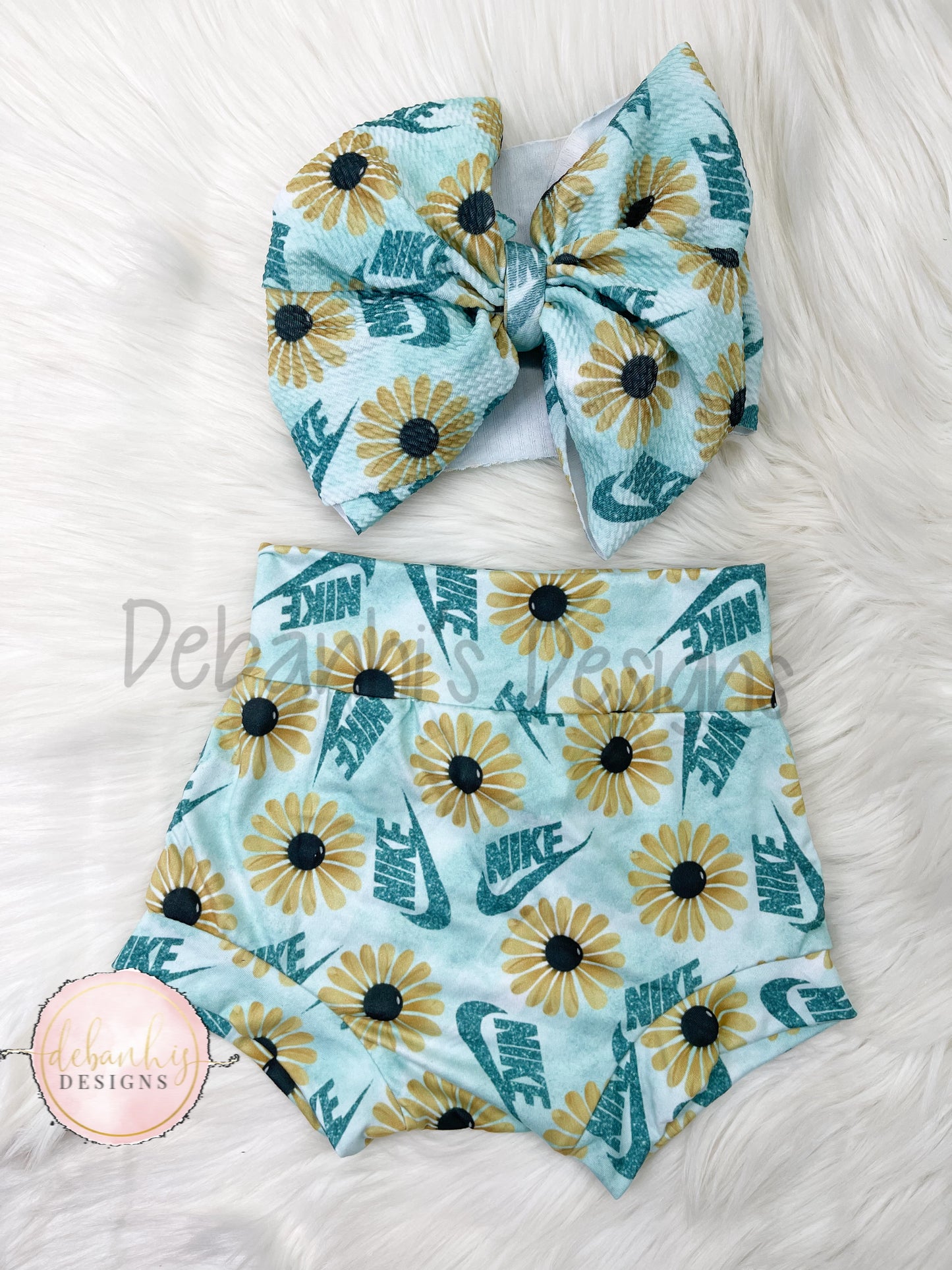 Sunflowers Nike Crop top & bummies set