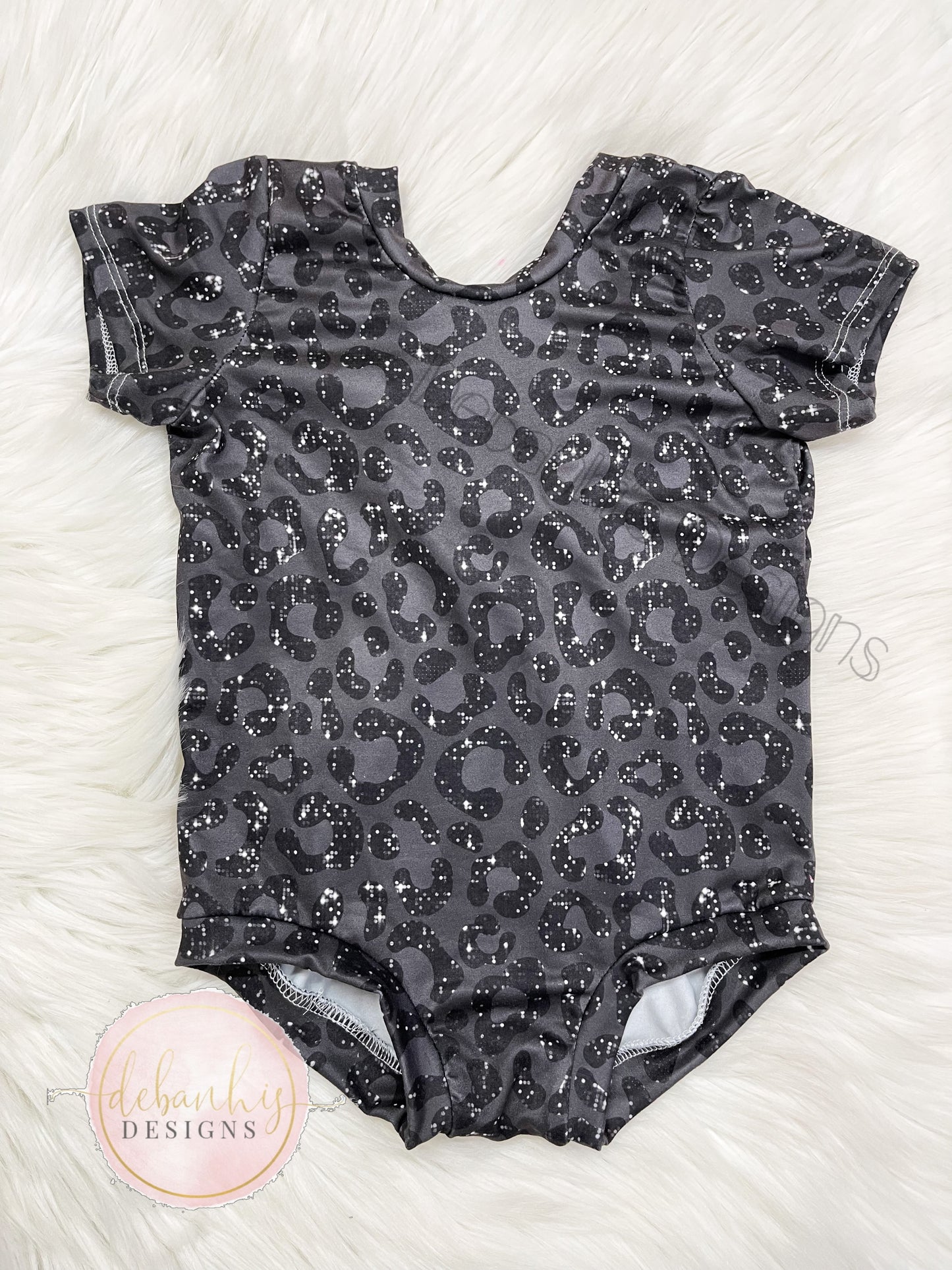 Black glitter cheetah Madilyn style Leotard