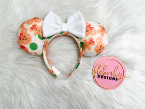 Ginger bread Minnie ears white Bow