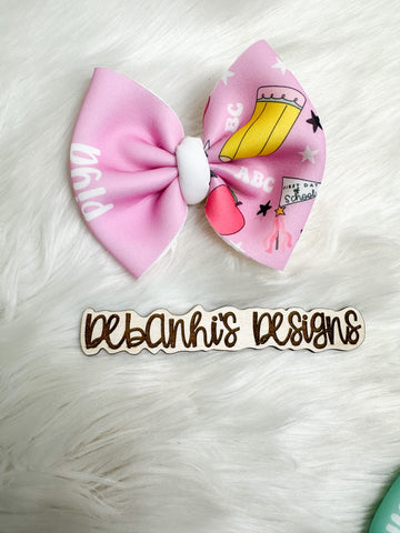 First Day of School name bow PINK