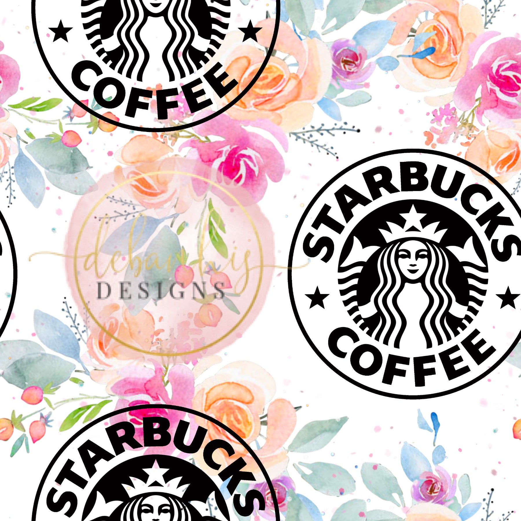 Floral Starbucks Headwrap/Top Knot