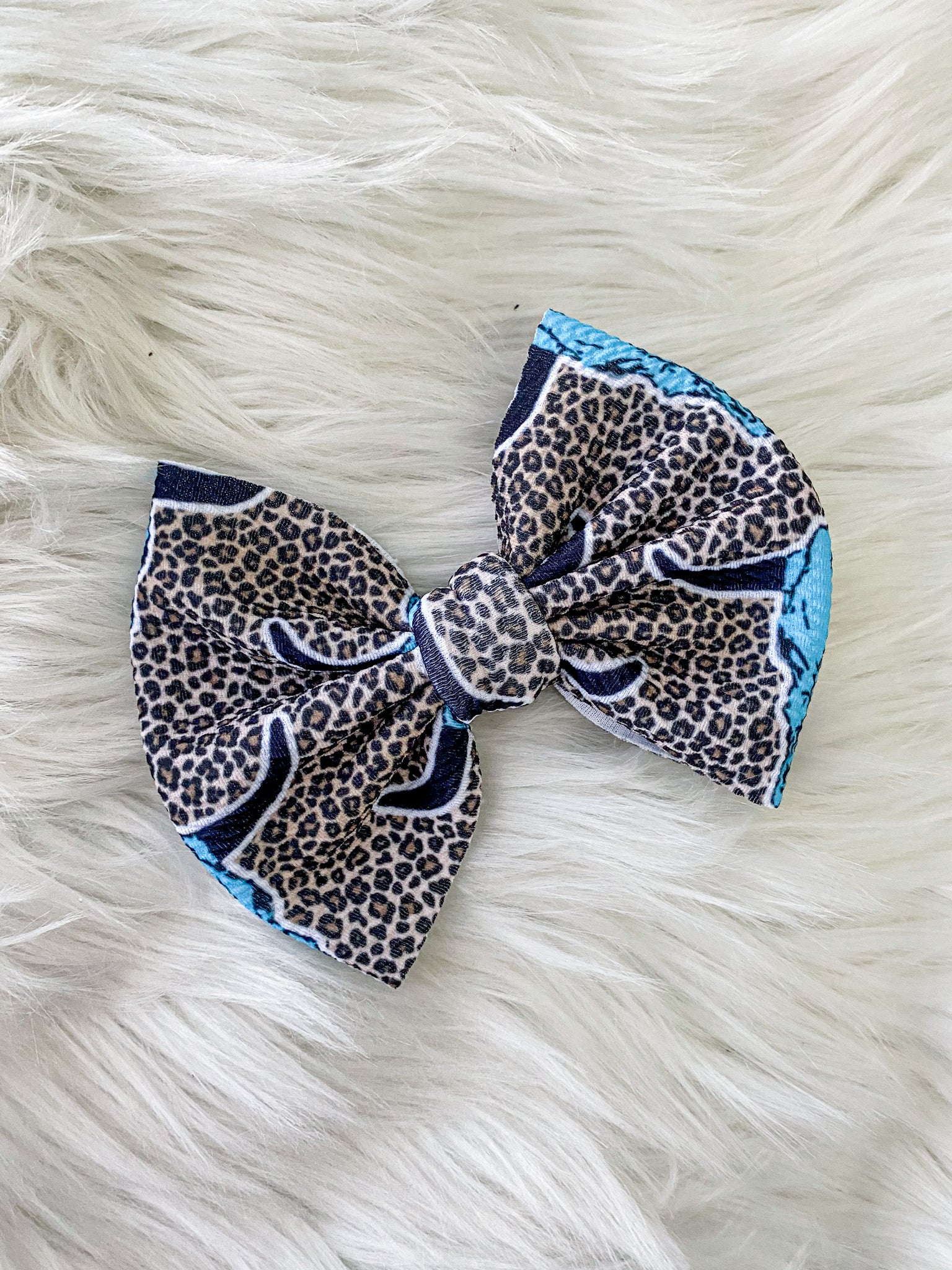 cheetah teal bull head  Bow/Nylon