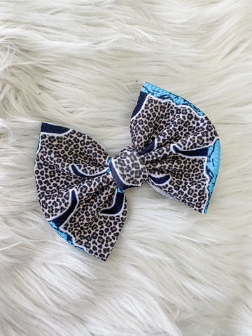 cheetah teal bull head  Bow/Nylon