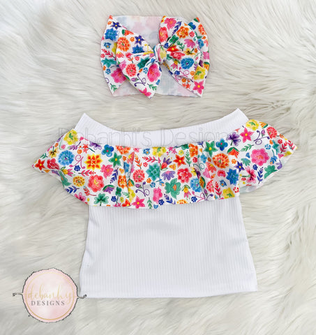 Mexican flowers makayla style top