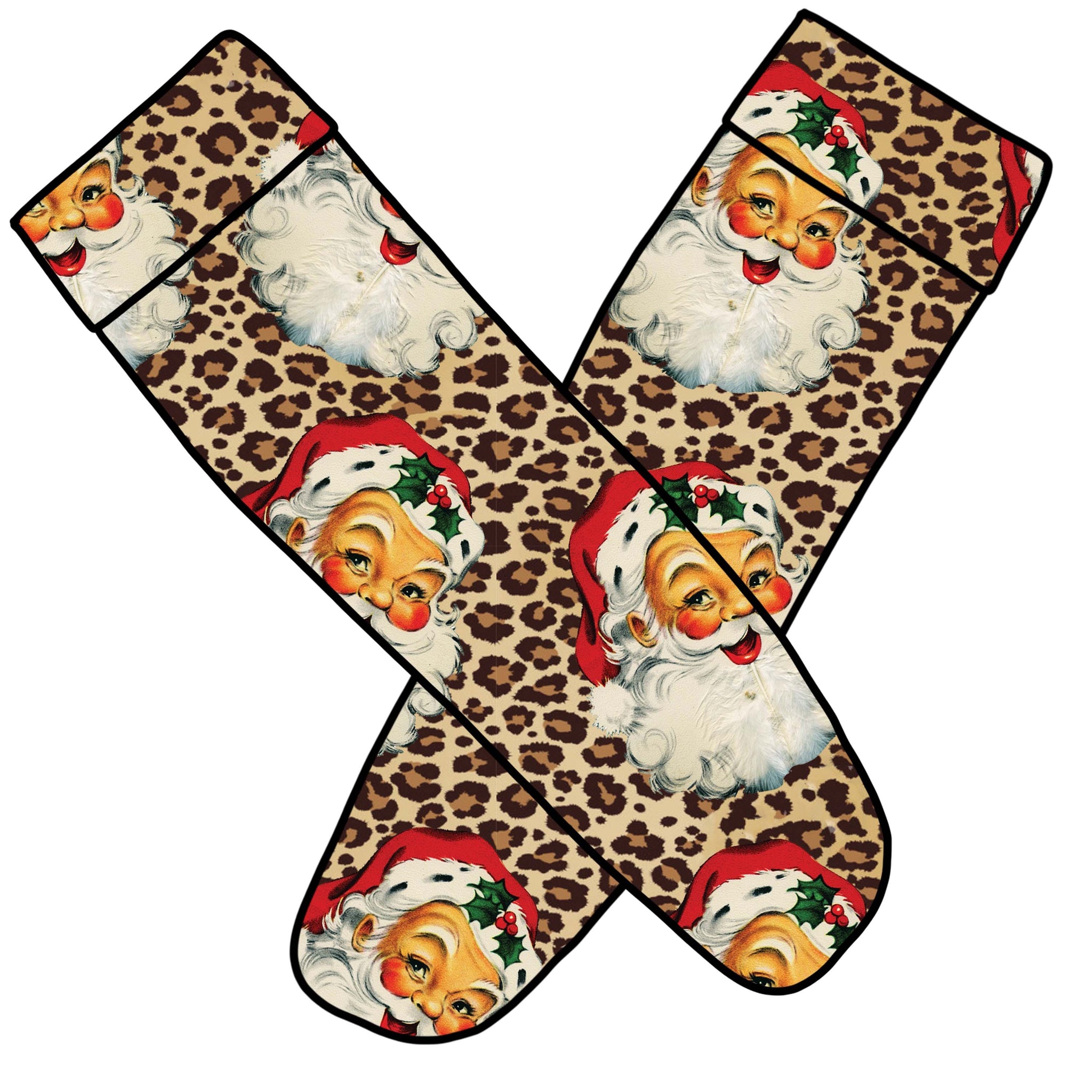 Santa cheetah knee socks