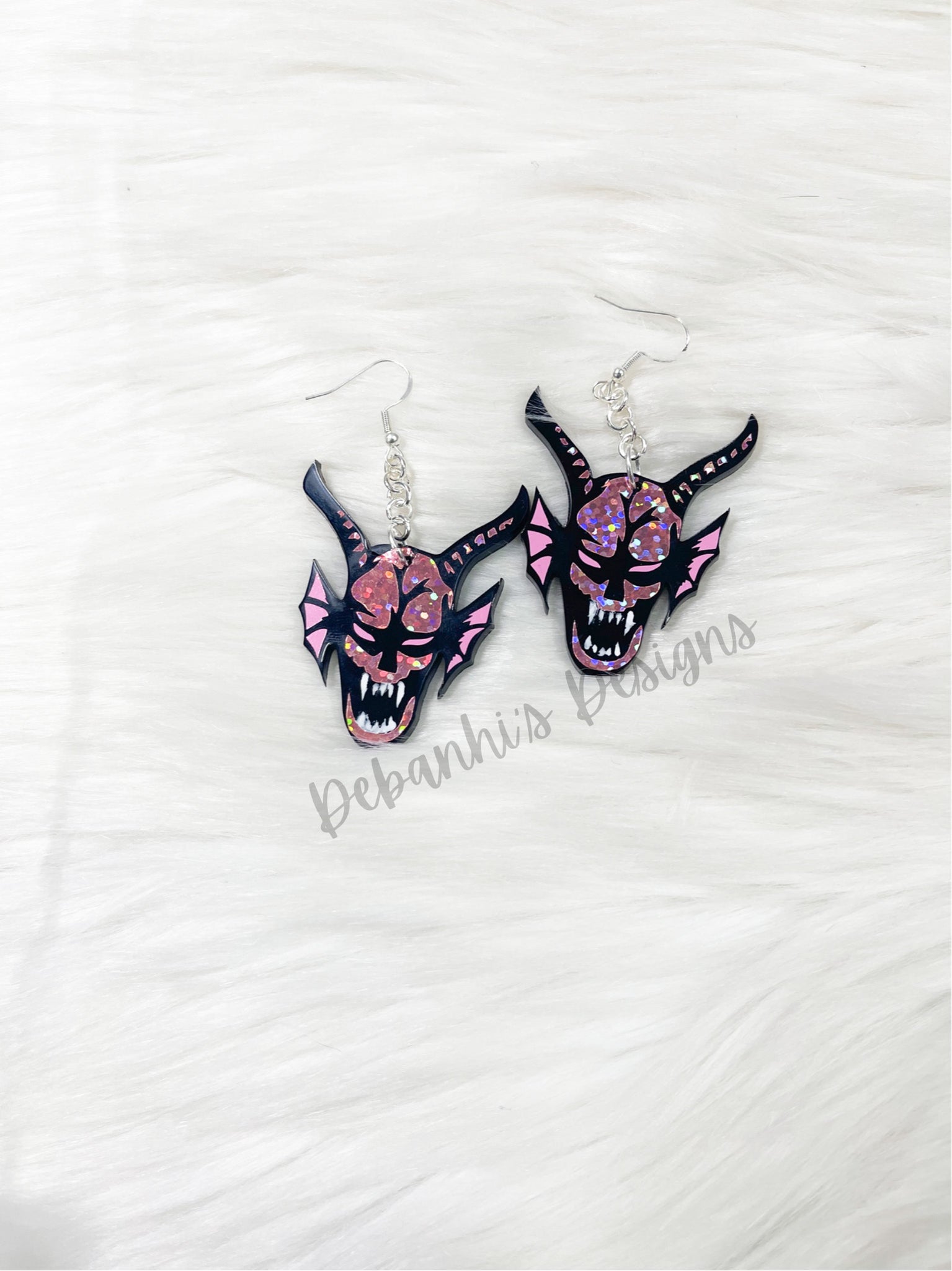 Pink hellfire earrings
