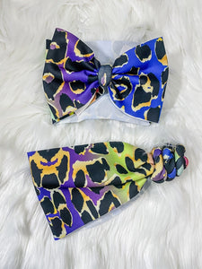 Colorful Cheetah Headwrap/Top Knot