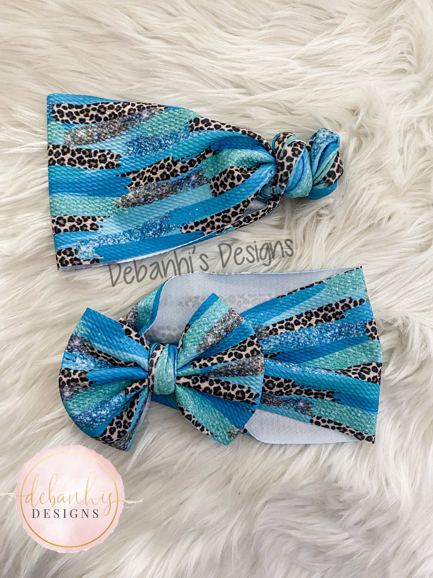 Teal cheetah brush strokes headwrap