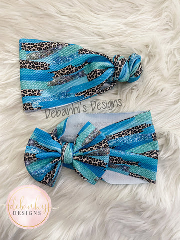 Teal cheetah brush strokes headwrap