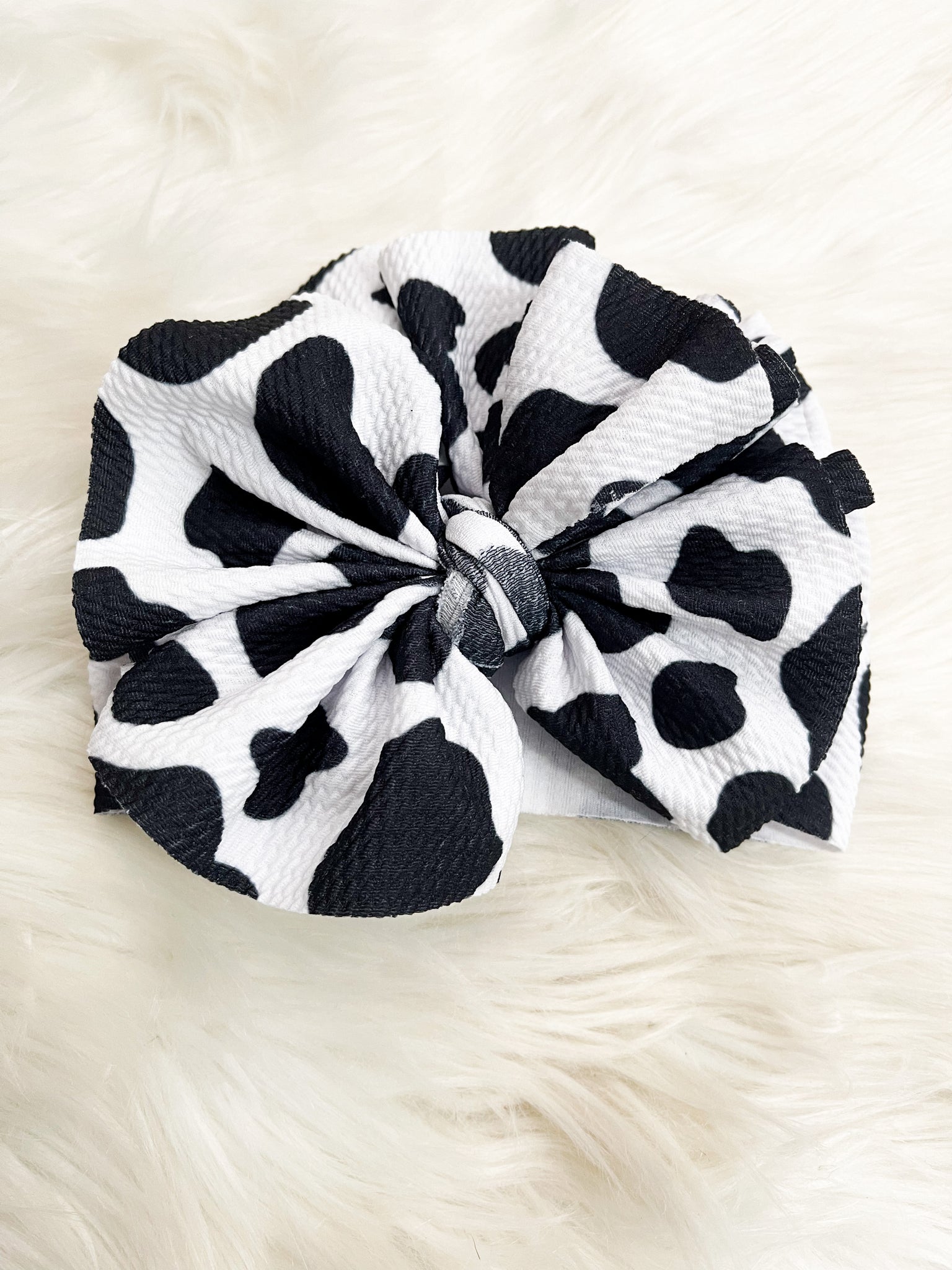 Cow print shreadded headwrap