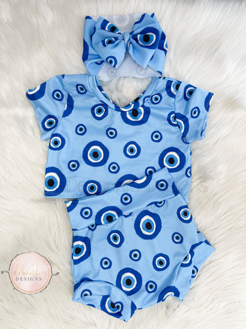 Ojo Crop top & Bummies set