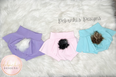 Solid color skirted bummies with bunny tail bummies