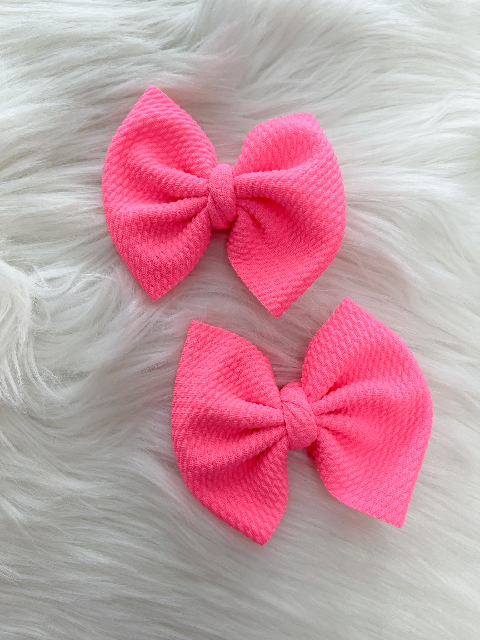 Neon Pink bow/ piggies