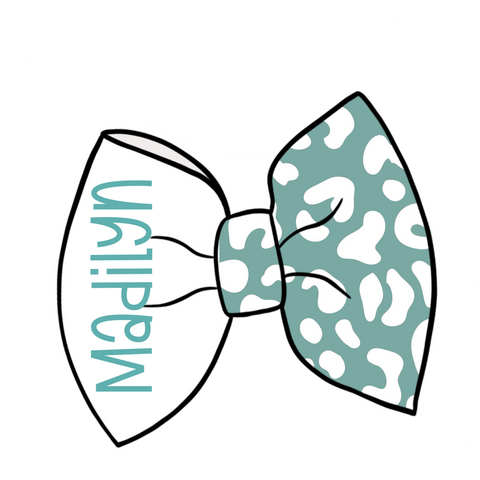 Teal cheetah Custom name bow
