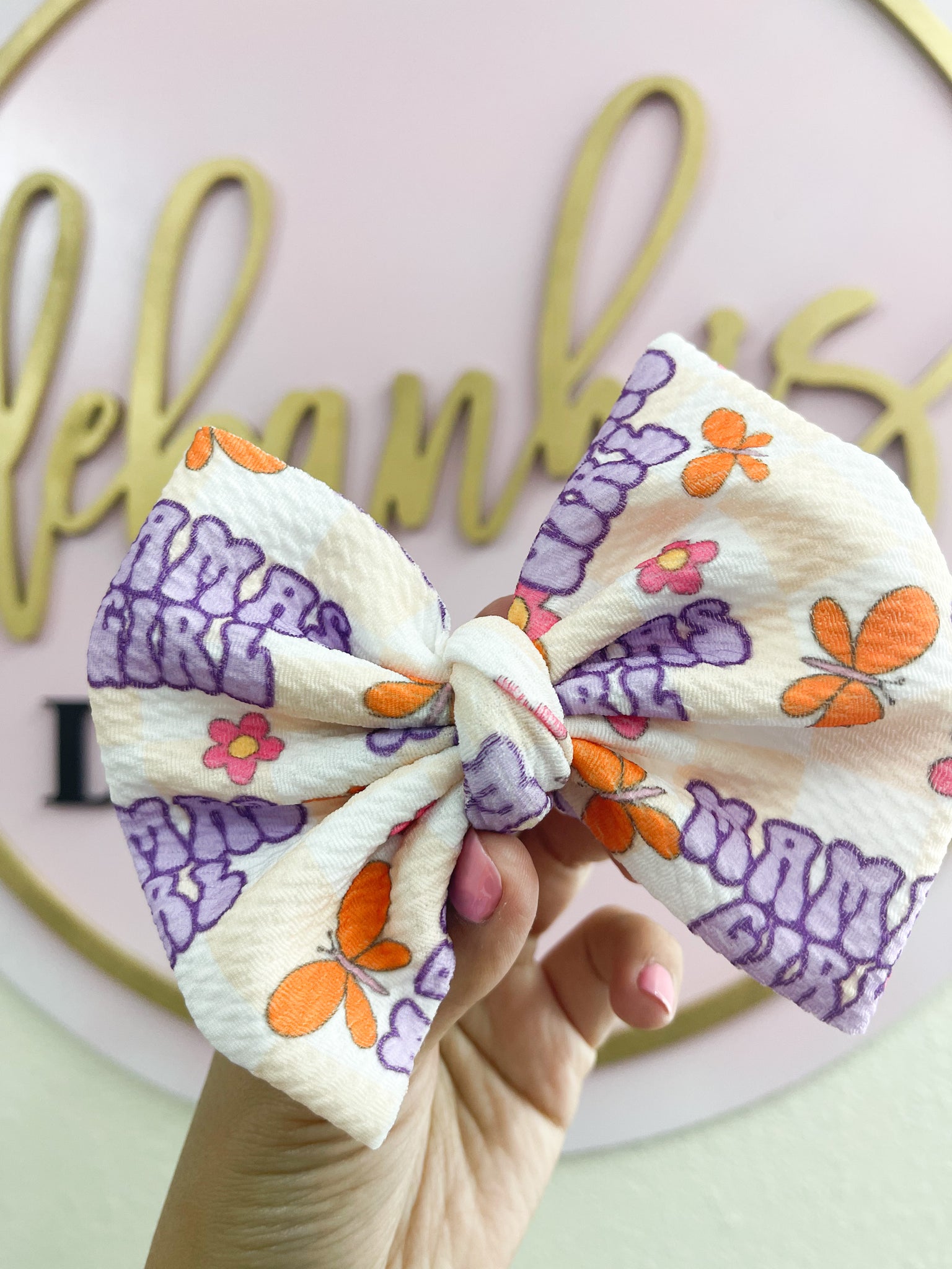 Spring Mamas girl bow/ Piggies