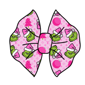 Pink grinch bow/ Piggies