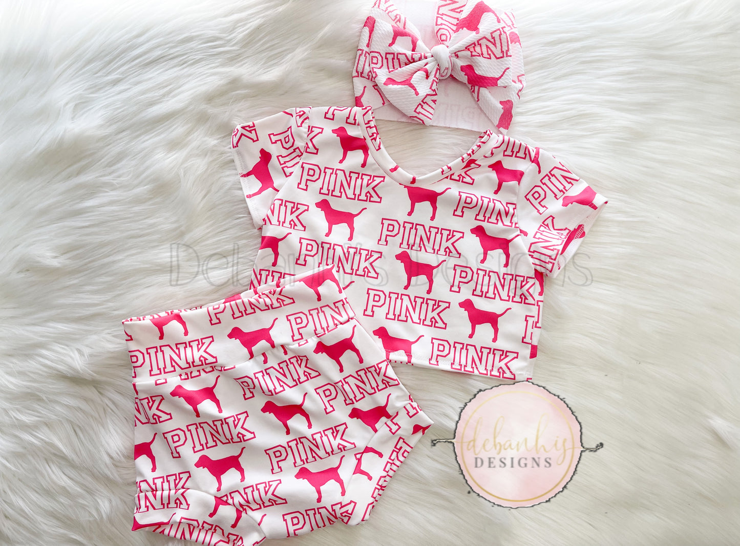 PINK Crop top & Bummies set