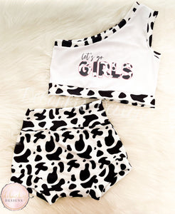 Cow print lets go girls set