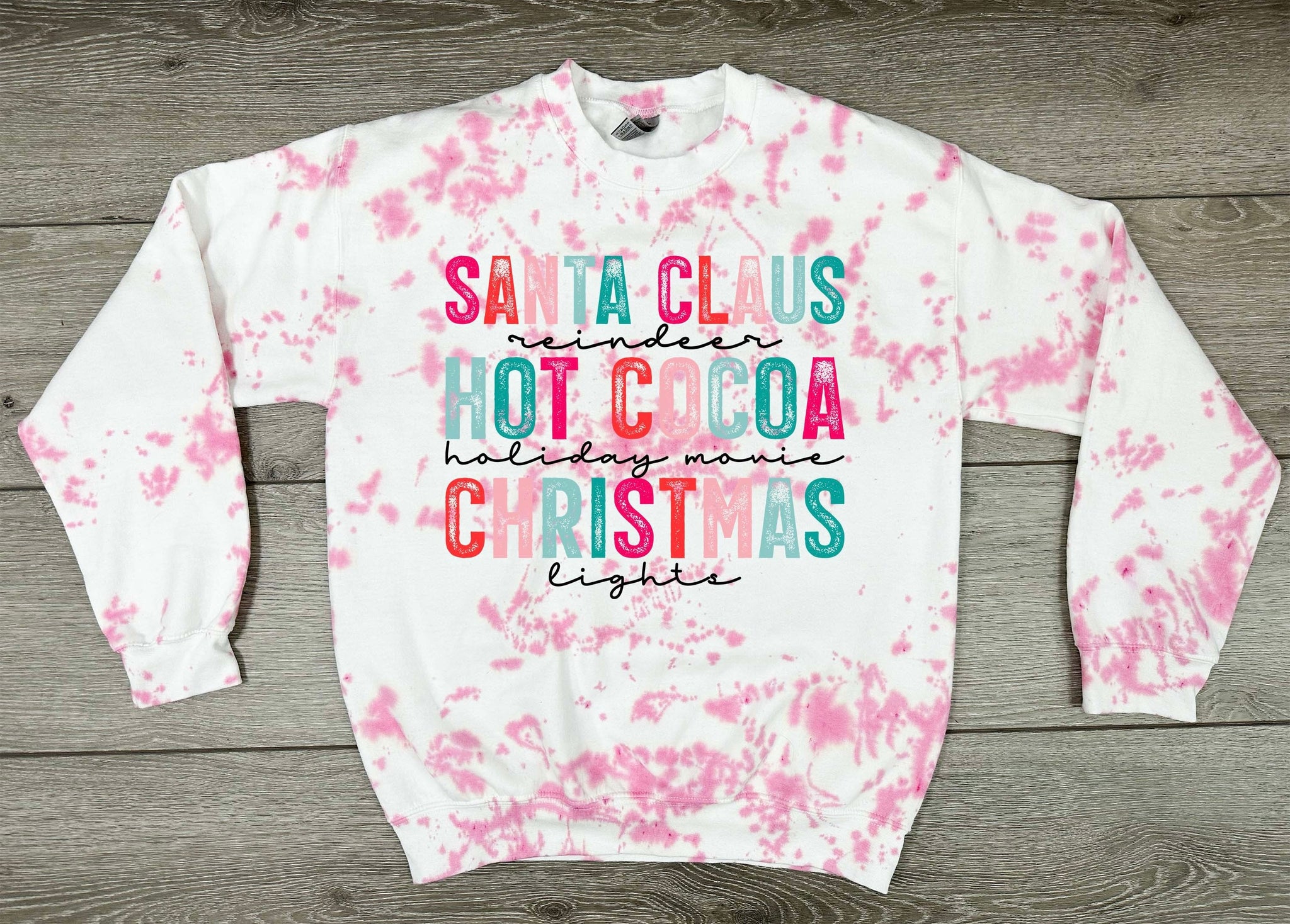 Santa claus, hot cocoa & christmas lights sweatshirt