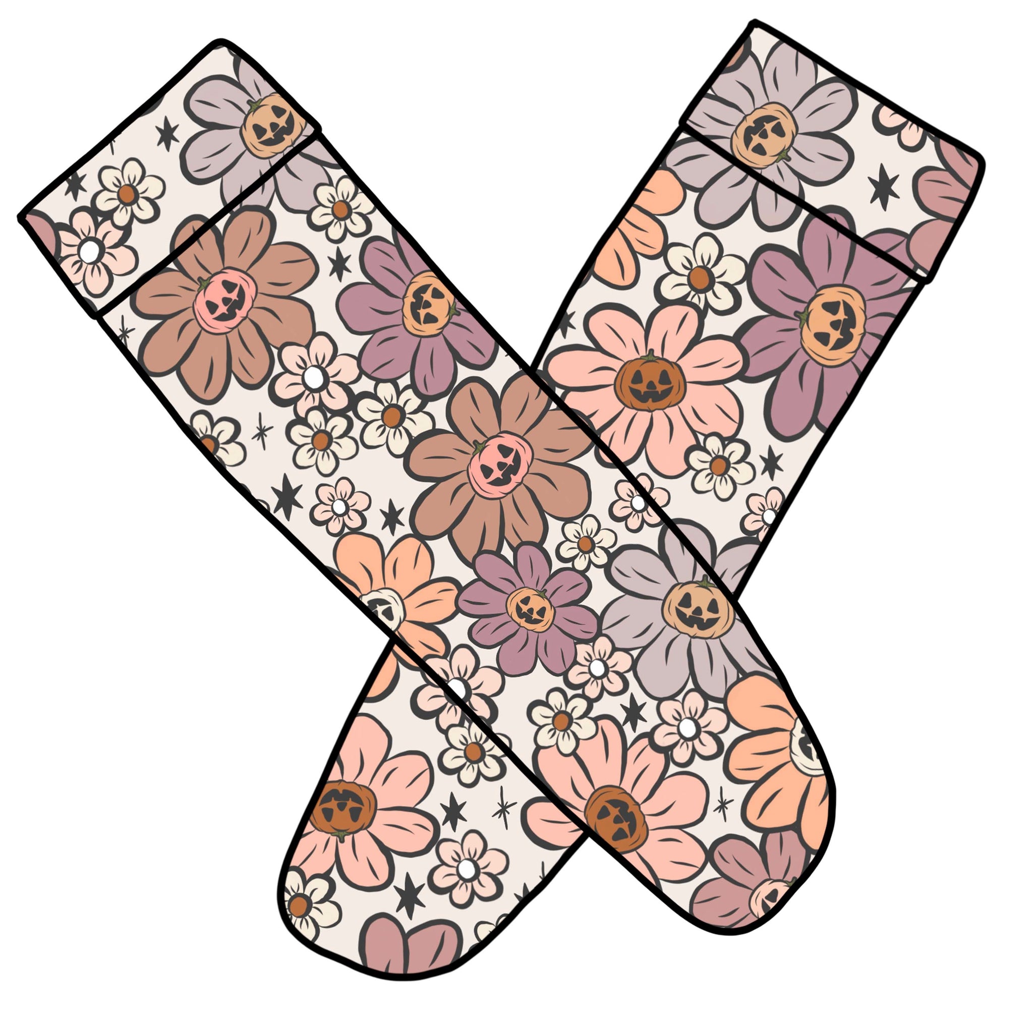 Halloween flowers knee socks