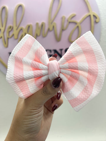 Light pink stripes bow/ Piggies