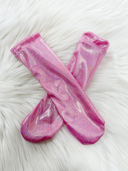 Shimmer pink knee socks