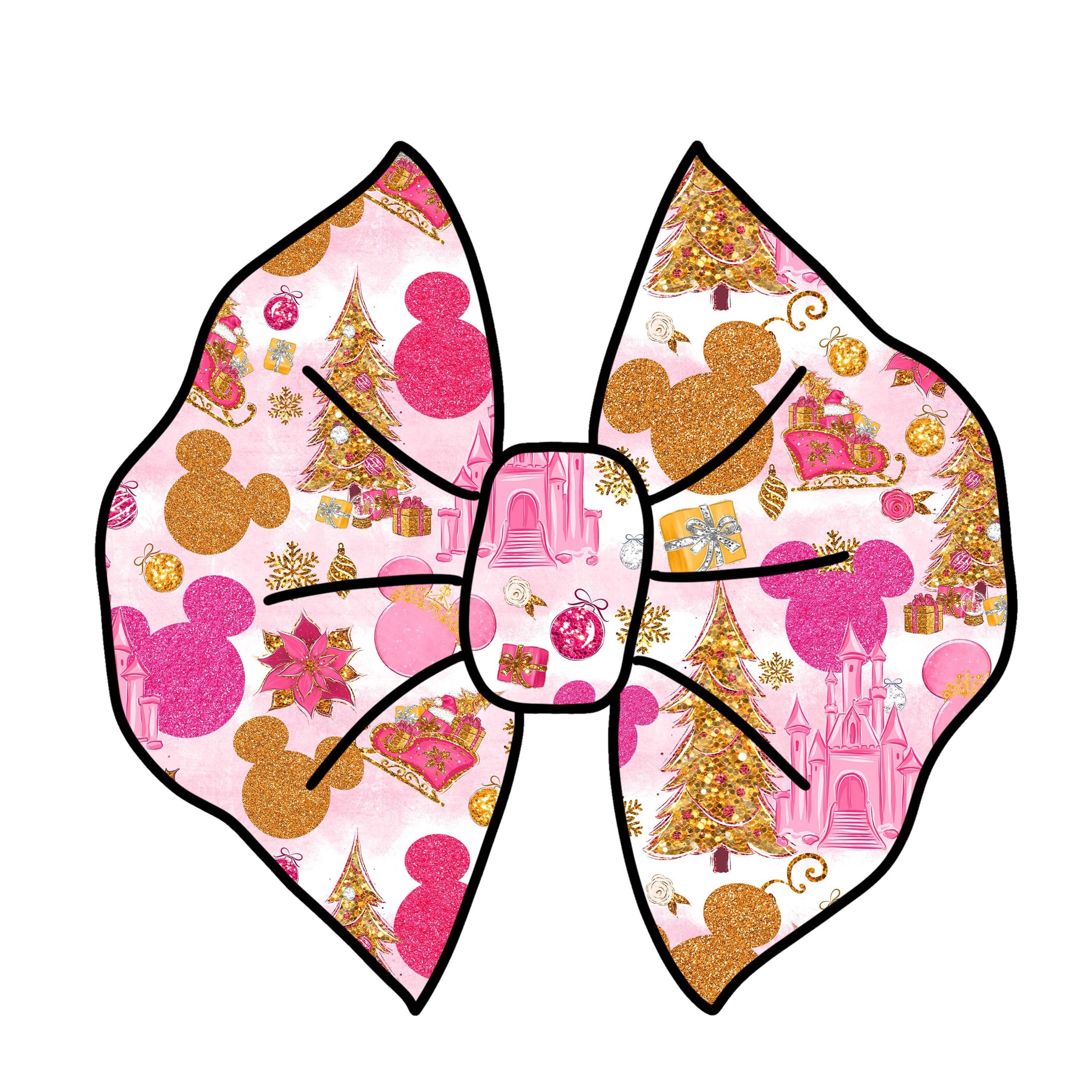 Pink Disney Christmas bow/ Piggies