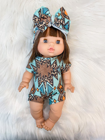 Minikane doll turquoise & cheetah Leo