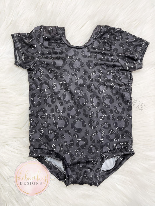 Black glitter cheetah Madilyn style Leotard
