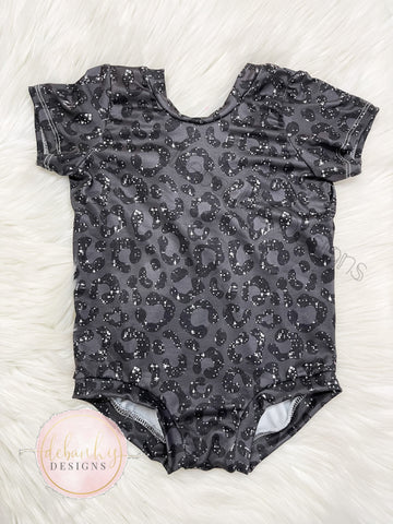 Black glitter cheetah Madilyn style Leotard