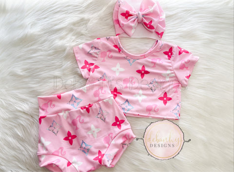 Boujee Barbie Croptop & Bummies set