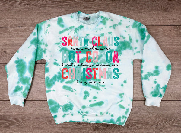 Santa claus, hot cocoa & christmas lights sweatshirt