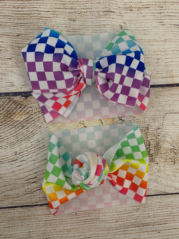 Colorful checkered headwrap